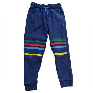 Boden Warrior Knee Jogger Sweatpants Starboard Blue Colourful Stripes Size 4Y